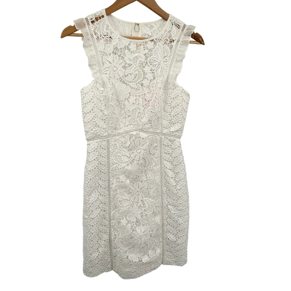 Lilly Pulitzer Maya Shift Dress Womens Size 0 Resort White Lace Ruffle 001113 - Picture 2 of 8